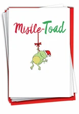 12 Bulk Merry Christmas Cards (1 Design, 12 Cards) - The Pun Before Xmas Frog