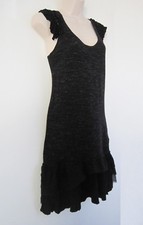 Urban Outfitters Free People Ruffle Racerback Black Gray Wool Dress ~ Size M