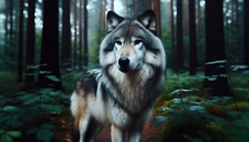 Digital Image Picture Photo Pic Wallpaper Background Wolf in woods AI ART