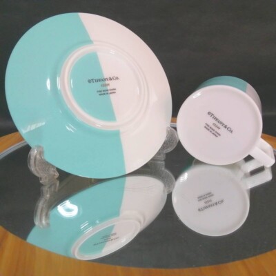 Tiffany&Co Color Block cup and saucer Blue White Bone China