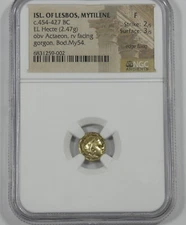 Isle of Lesbos, Mytilene GOLD El Hecte  454-427 BC NGC Ancients FINE 2/5 3/5