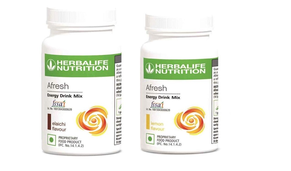 Herblife 2 Afresh Energy Drink Mix | Lemon and Elaichi Flavor