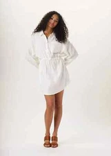 NWT's The Normal Brand Women's Size M The Kalo Gauze Shirt Dress w/Pockets Ivory