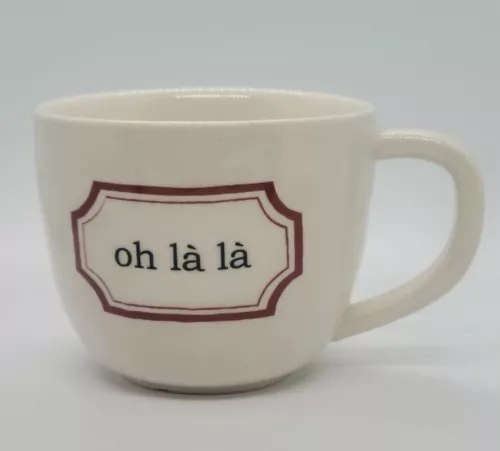 Rae Dunn ~ Magenta ~ Cappuccino Mug ~ French Red Line ~ OH LA LA ~ RARE HTF