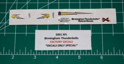 2001 XFL Birm. Thundebolts Football Gumball Helmets *FACTORY DIECUT DECALS ONLY*