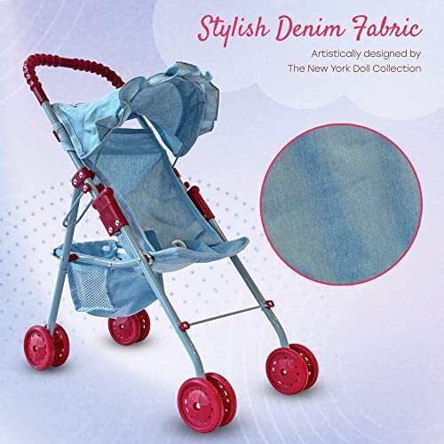 My First Baby Doll Stroller for Toddlers 3 Year Old Girls, Little Light Denim