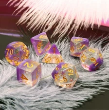 NEW RPG / D&D Dice Set of 7 - Violet Sunset