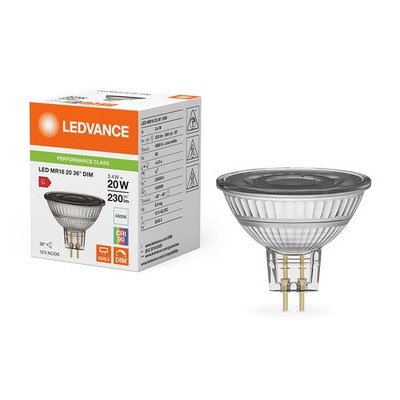 Ledvance LED MR16 Glas Reflektor 3,4W = 20W GU5,3 12V 4000K 36° Ra>90 DIMMBAR