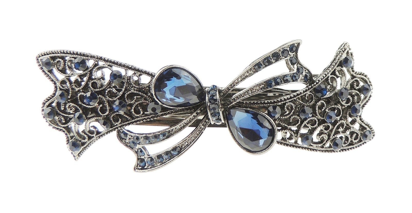 Vintage Look Crystal Rhinestone Barrette Hairpin French Spring Hair Clip