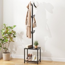 Hall Tree with Bench and Shoe Storage, Coat Rack Freestanding Coat Rack Shoe ...