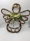 Vintage Wood Wicker Rattan Christmas Angel Wall/Door Decoration