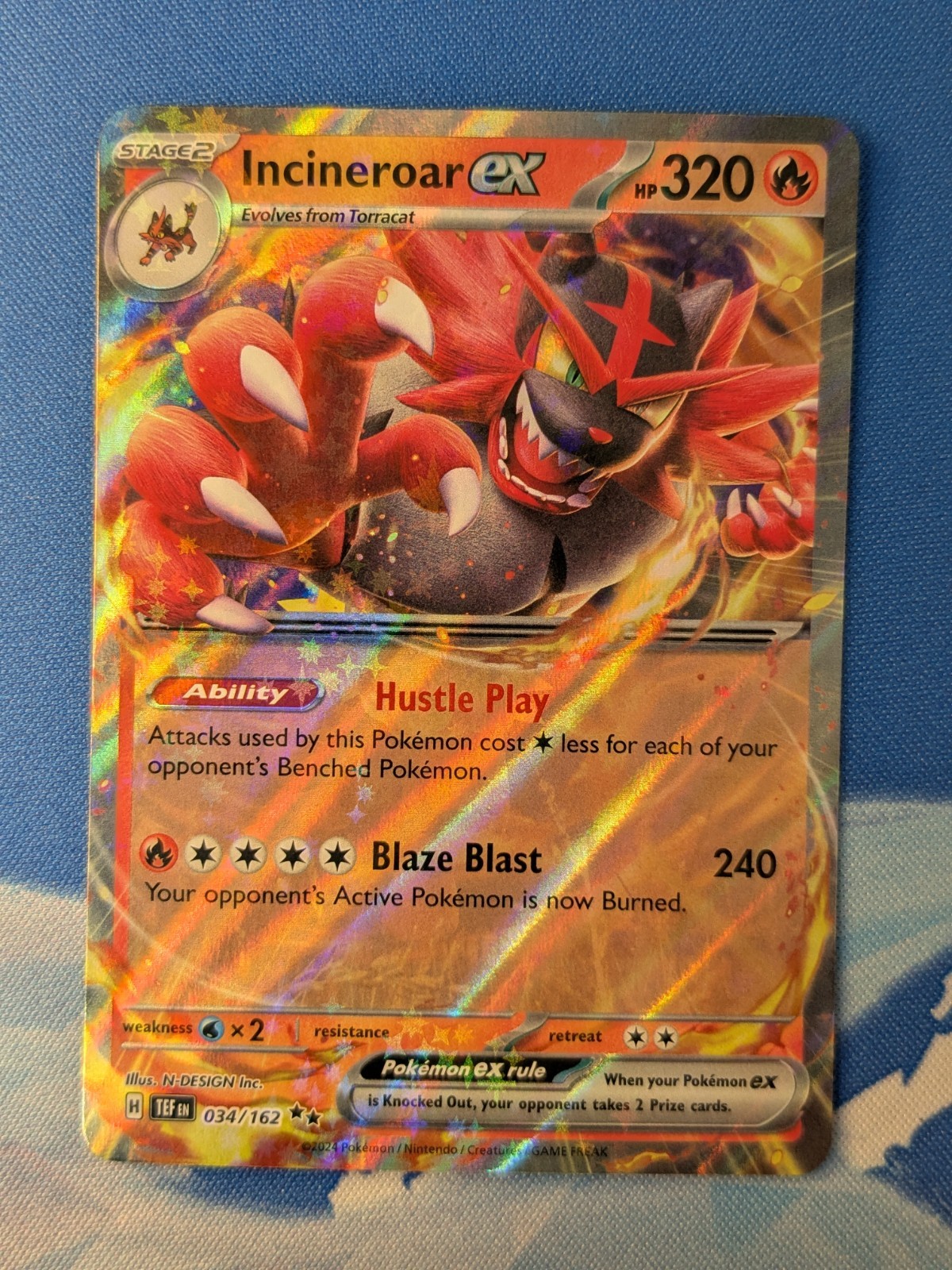 Incineroar ex 034/162 - Temporal Forces Double Rare - Pokemon Card NM