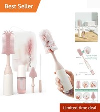All-In-One Bottle Cleaning Brush Set - Soft Silicone Foam Generation, Pink