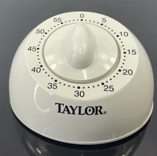 TAYLOR Vintage Mechanical Kitchen Timer 60 Minute White Analog Wind Up