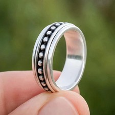 Solid 925 Sterling Silver Spinner Ring Handmade Christmas Gift Ring All Size