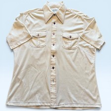 Vintage JCPenney Shirt Mens Large White Solid Rockabilly Button Front 70s