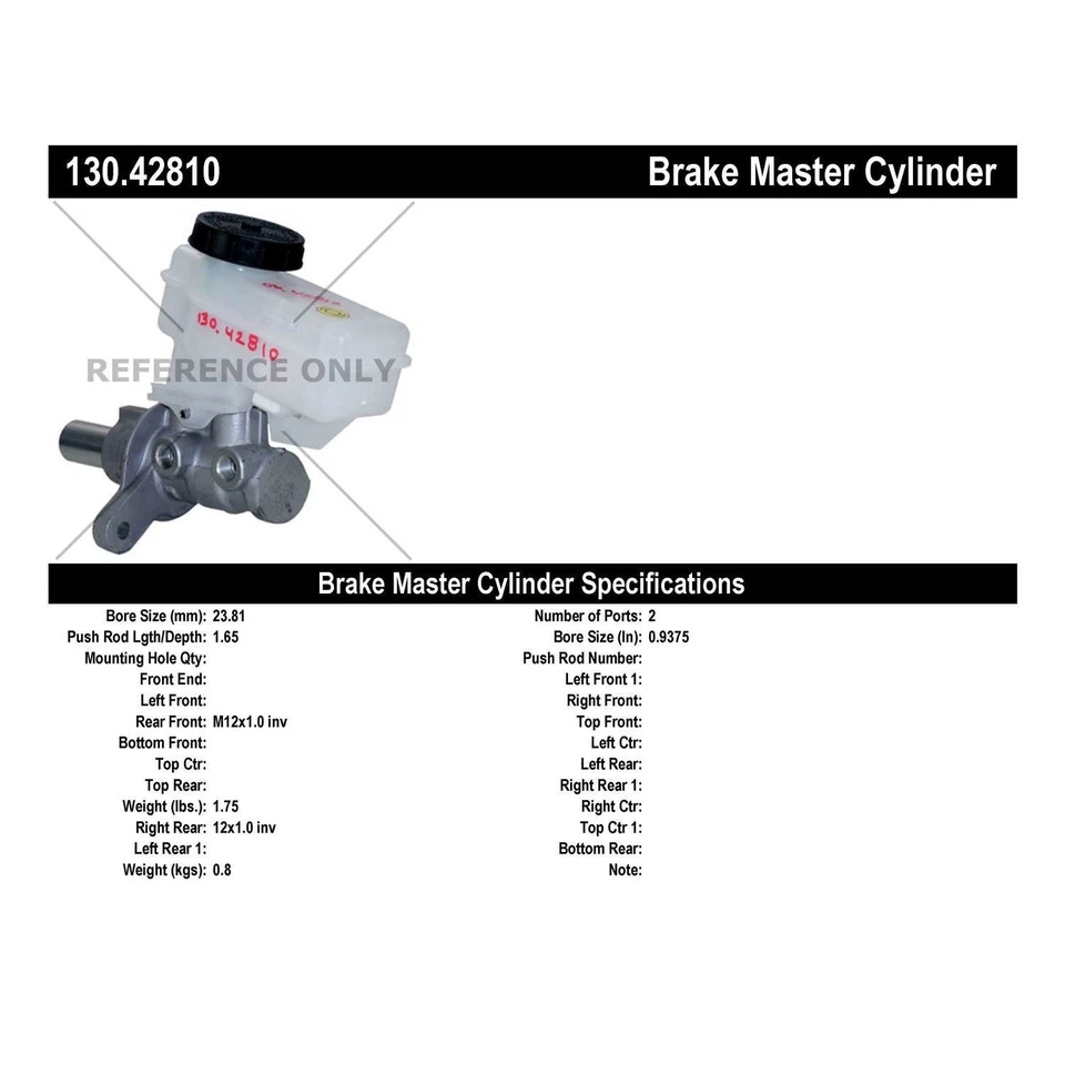 Cilindro maestro de freno Centric Parts 130.42810 para 07-16 INFINITI G35 G37 Q60 Foto 4 de 4