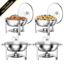 Chafing Dish Buffet Set 4 Pack: 5QT Stainless Steel Chafing Dishes for Buffet w