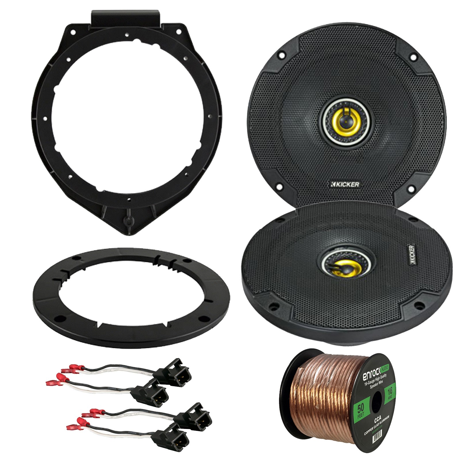 Kicker CSC654 6.5 Car Speakers + Speaker Adapter & Wire Harn