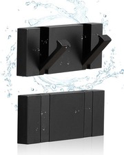 2 Pack Matte Black Waterproof Foldable Towel Hooks For Bathroom Kitchen