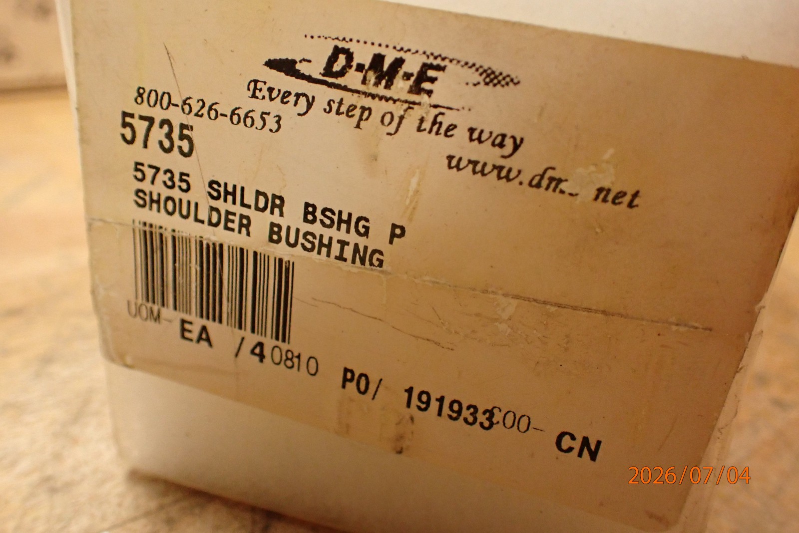 3, NEW OLD STOCK D-M-E DME SHOULDER BUSHINGS MODEL 5735