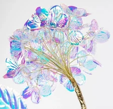 Set of 3 ~ 6" x 24" Plastic Hydrangea Stems: Iridescent Clear