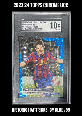 Lionel Messi 2023-24 Historic Hat-Tricks Icy Blue /99 HH-10