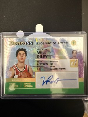 2025-26 Panini Donruss Will Riley License To Drive Auto /6 #LTD-WLR 1ST ON PRINT