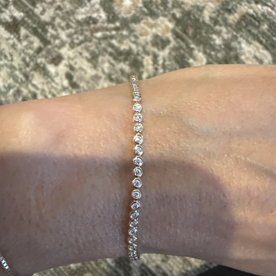 Anillo Concierge Mini Bisel Diamante Tenis Brazalete 14K Amarillo - ¡Nuevo con Etiquetas! Foto 4 de 4