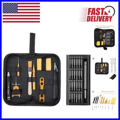 Fishing Reel Maintenance Kit with 38-in-1 Screwdriver in Elegant Gold