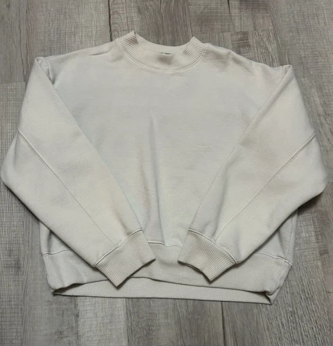 OFF WHITE Felpa donna A NEW DAY in morbido pile di cotone avorio taglia S