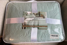 Sophia William King Size Bedspread Quilt Set Sage Green Solid 3 Piece New