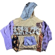 Handmade Dog Hoodie XL Patchwork Mixed Media Upcycled Unique Art To Wear Artsy