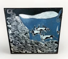 Raymond Martin Painting Original Art Whimsy Blue Pot a Lait Qui Emerge VTG Rare