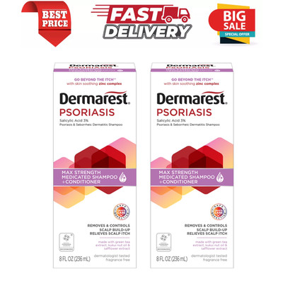 ( Pack of 2 ) Dermarest Psoriasis Medicated Shampoo Plus Conditioner, 8 FL OZ