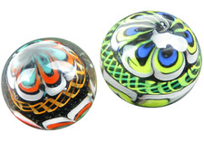 RINKY-DINK 16mm Vidrio Hecho a Mano Naranja Azul Amarillo Enrejado Diseño Mármol + Soporte