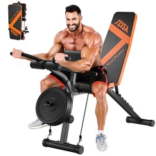 Adjustable Weight Bench with Leg Extension & Preacher Curl for Home Gym