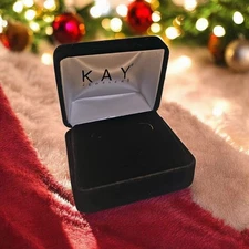 KAY Jewelers Velvet Earring Presentation Box & Dustbox (EMPTY)~NEW Black Insert