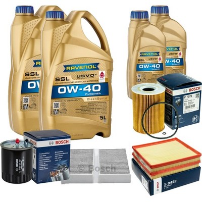 BOSCH Inspektionspaket 12L RAVENOL SSL 0W-40 für Mercedes GL-Klasse X164