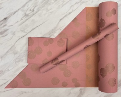 Geschenkpapier Weihnachten rosa & rosegold Kugeln 50 cm breit umweltfreundlich, 100%