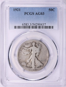 1921 Walking Liberty Half Dollar PCGS AG-03 Philadelphia