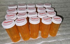 Title: Lot of 20 Empty Orange Pill Bottles with Safety Caps - 3" Tall - Craft 