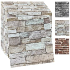 10PCS 3D Wall Panels Peel and Stick Foam Brick Wallpaper and Faux Stone