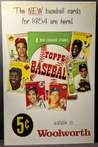1954 Topps Baseball Card Repro Window Advertising 11"x17"