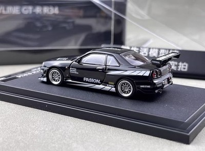 TM 1:64 Black JDM Skyline GTR R34 Sports Model Diecast Metal Car Quick delivery