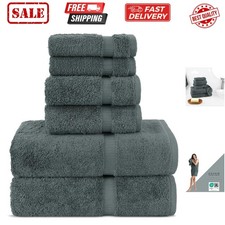 Hotel  Spa Quality 100 Cotton Turkish Towels  Soft  Absorbent Dark Gray,...