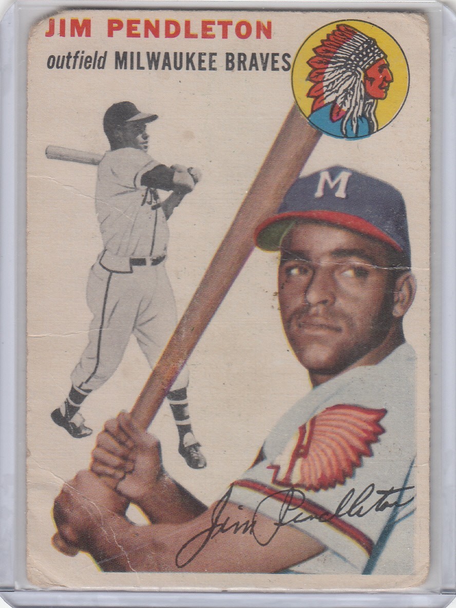 PD: 1954 Topps Baseball Card #165 Jim Pendleton Milwaukee Braves - Gd