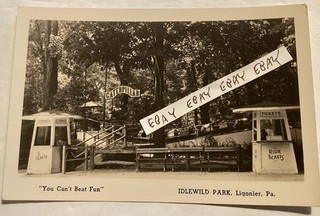 EARLY IDLEWILD AMUSEMENT PARK CATERPILLAR LIGONIER PA. REAL PHOTO RPPC POSTCARD