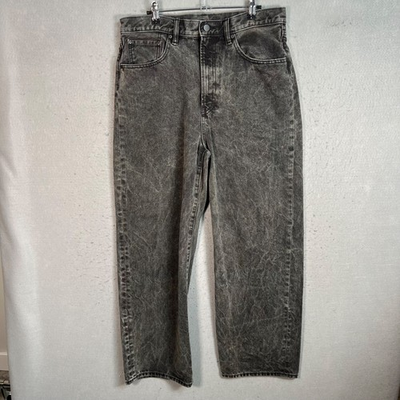 #ad GU by Uniqlo Mens Size 32 Black Acid Wash Relaxed Fit Jeans 100% Cotton $26.99