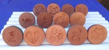 Vintage Rycraft Terracotta Cookie Stamp Set of 13 with Recipe Book 1982